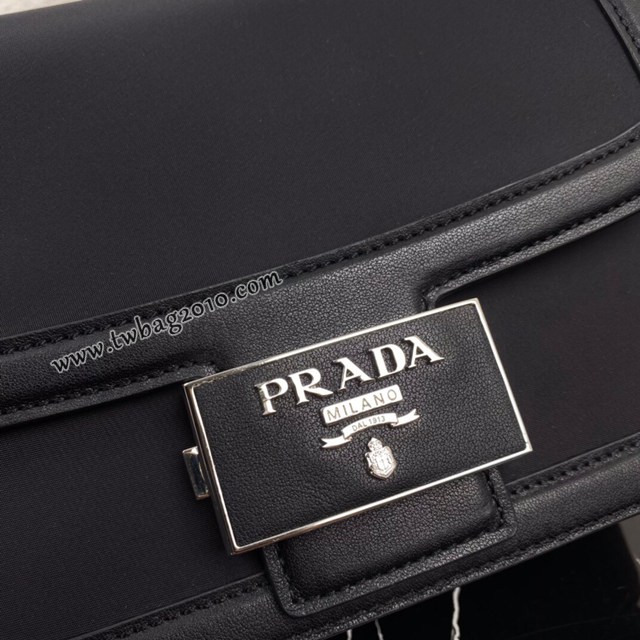Prada專櫃新款平紋牛皮配搭牛仔帆布單肩包 1BD257 普拉達小號肩背包 csp1362